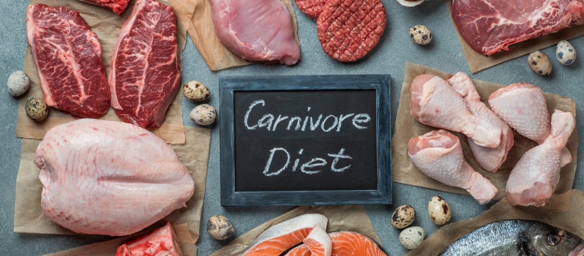 Carnivore diet, zero carb concept, top view